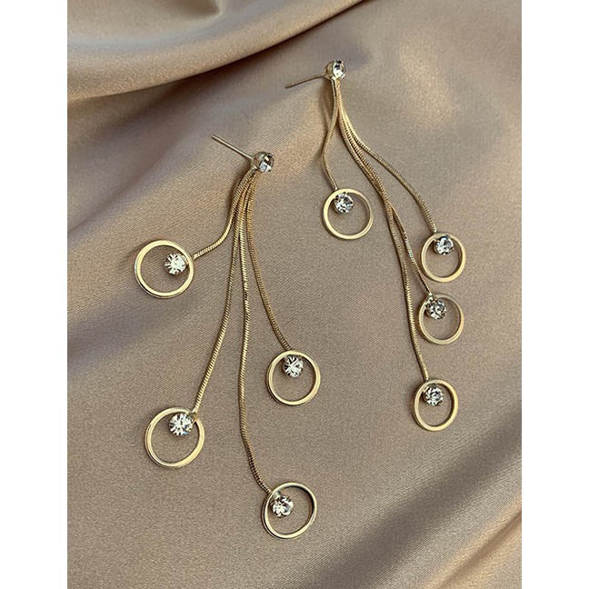 Anting Tusuk Fashion Golden Tassel Stud Earrings K13212