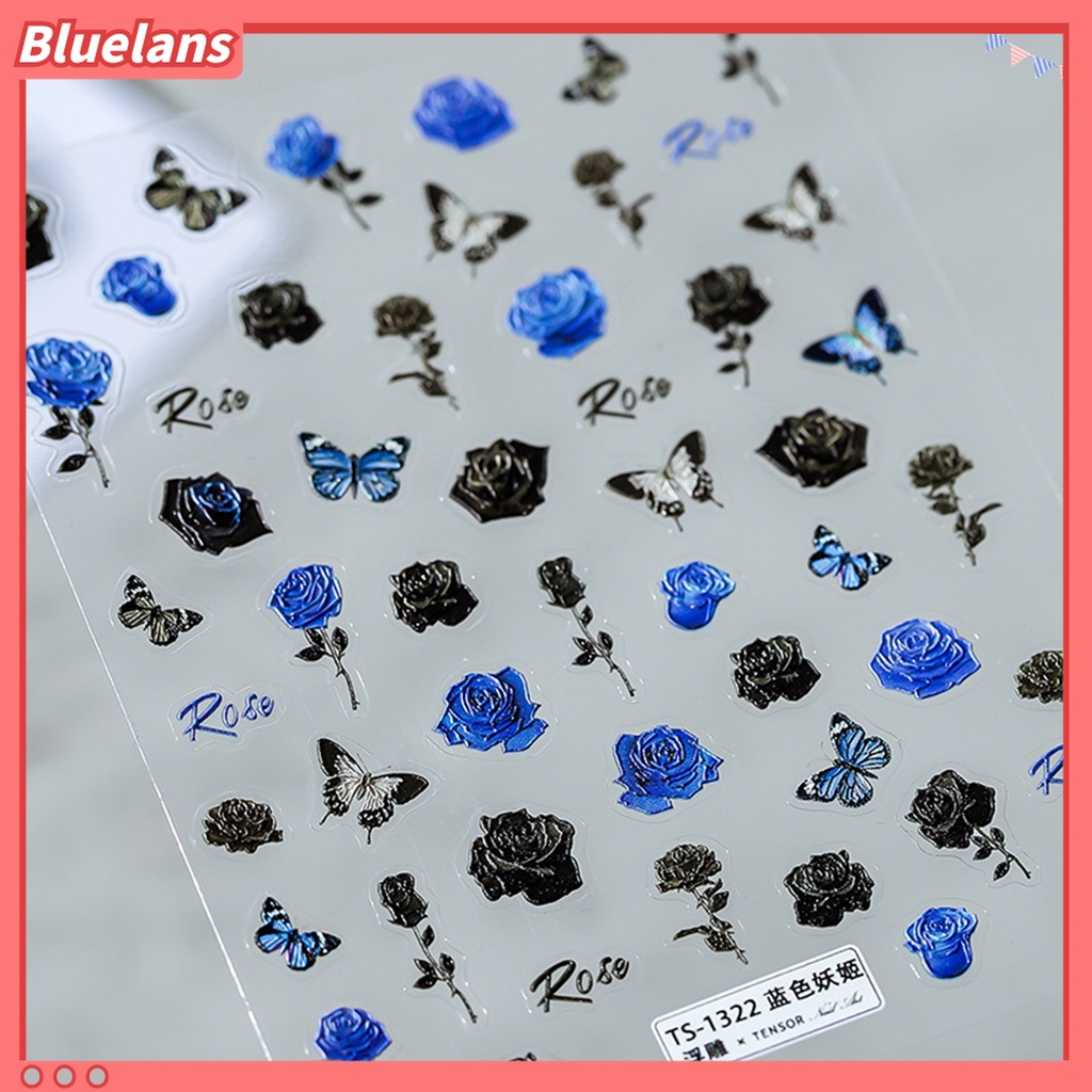 (In Stock) Kacamata Hitam Lensa Warna Warni ♡Stiker Kuku 3D Motif Bunga Butterfly Untuk Dekorasi Nail Art
