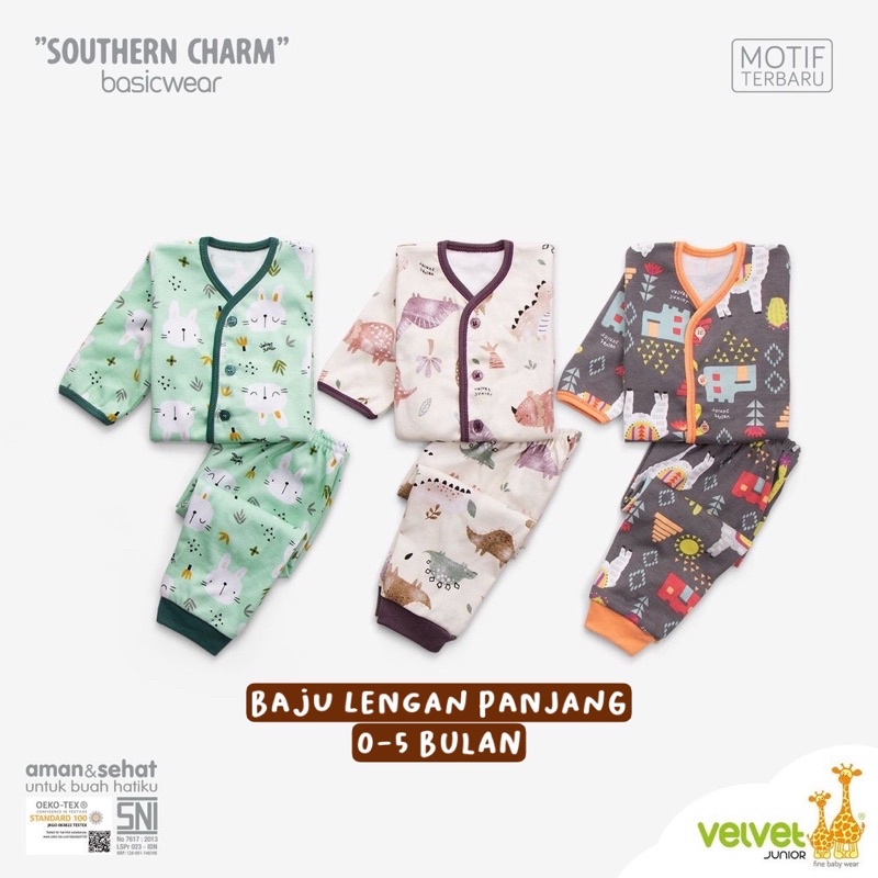 BAJU BAYI VELVET JUNIOR 0-5 BULAN SETELAN LENGAN PANJANG CELANA PANJANG