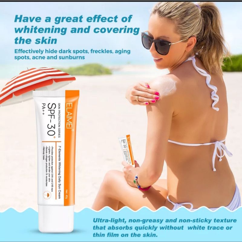 Suncreen ELAIMEI Tabir Surya Isolasi Krim Pelindung Wajah dan Tubuh Memutihkan 50ml