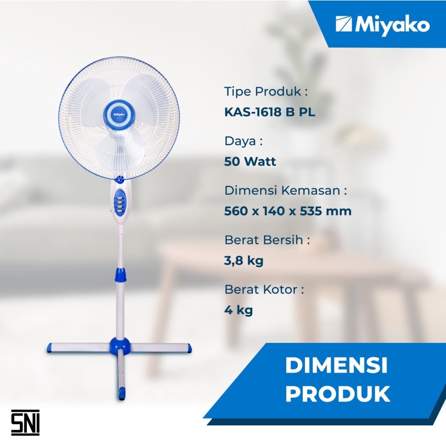 Kipas Angin Miyako KAS-1618 B PL Stand Fan Miyako KAS 1618 B PL