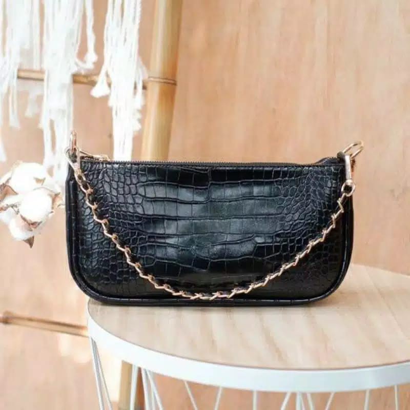 HF_04 Shoulder Bag Tas Croco Rantai Anyam