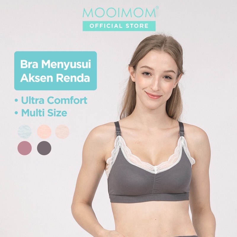 Mooimom Lace Wireless Maternity &amp; Nursing Bra (B93104)BS,DS,P,CS,G,Z - Bra Hamil Menyusui