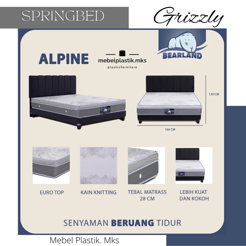 Kasur Ranjang Springbed Full Set Tempat Tidur Grizzly Olympic Tebal 28 cm