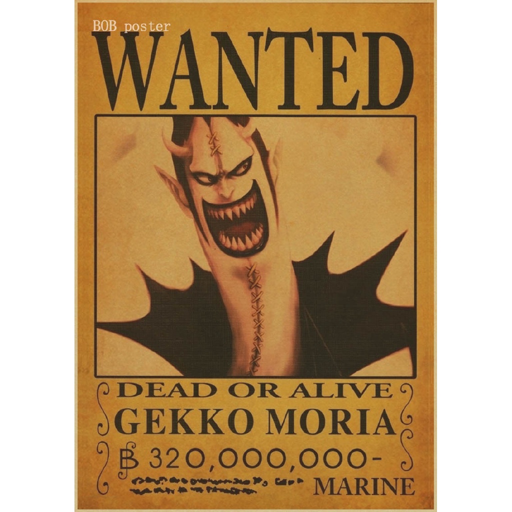 Poster Stiker Dinding Desain Anime One Piece Wanted Order Gaya Retro Klasik Untuk Dekorasi Bar Cafe