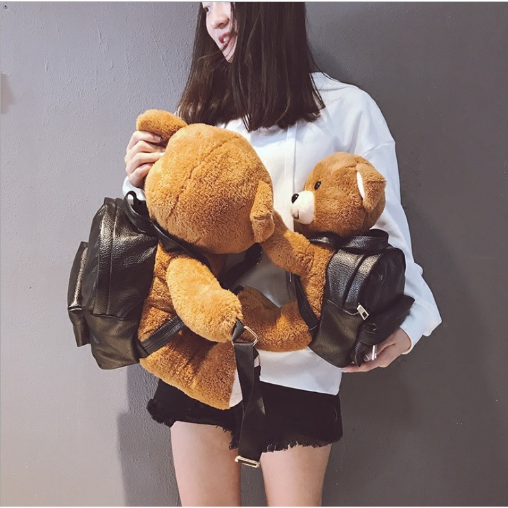 Tas Ransel Gendong Boneka Beruang Coklat Imut Lucu Cute Real pic