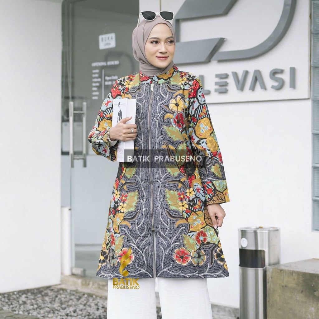 Tunik Batik Wanita Modern Terbaru Jumbo M L XL XXL Atasan Batik Wanita Seragam Murah Motif Amurwa Pr