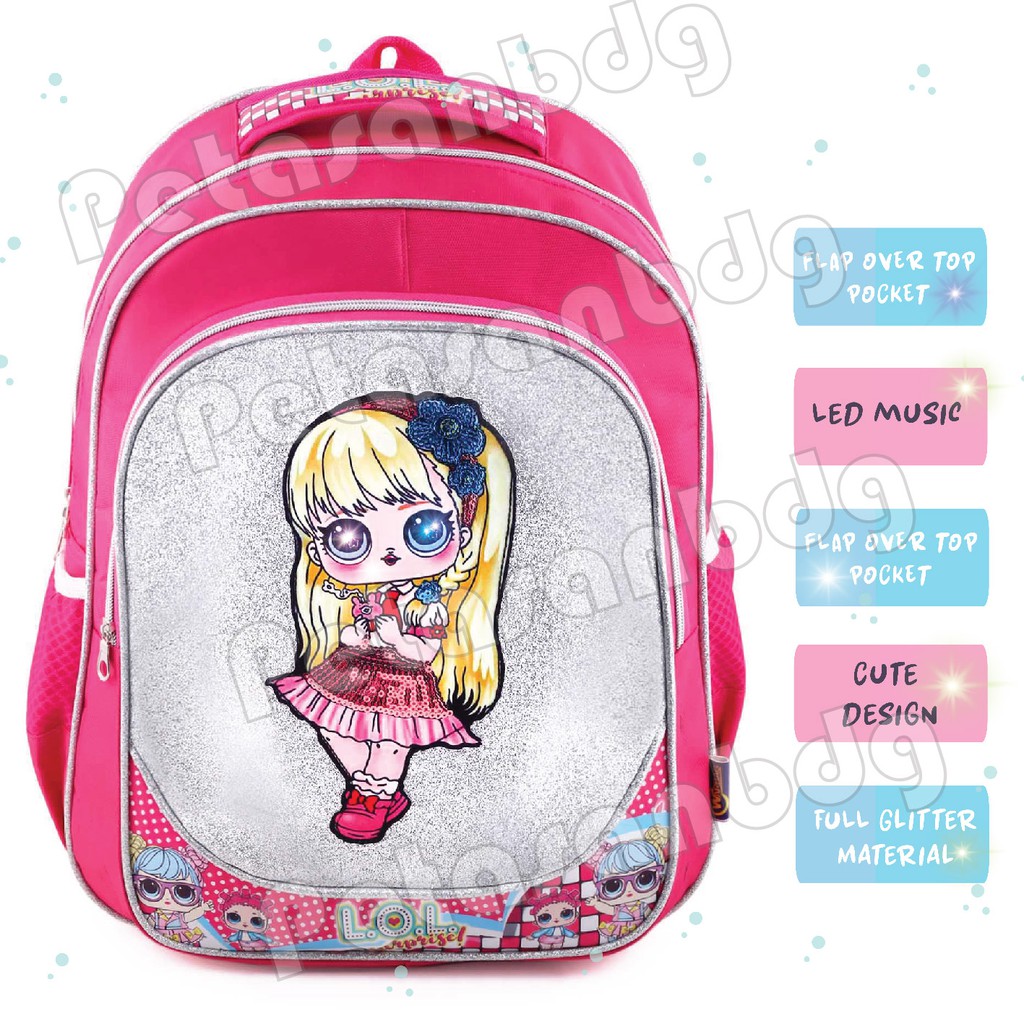 PTS - Ransel Sekolah Anak SD Perempuan Karakter LOL SURPRISE - Ransel Glitter LED MUSIC - ELEGANT LADY