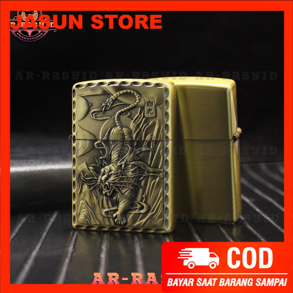 BISA COD! Korek Api Roda Zippo Api Minyak Jiantai Motif Hewan Mytical JTS-701