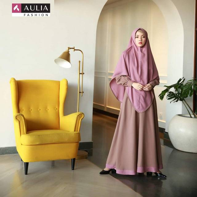Azeeza set syar'i by aulia fashion khaky dusty pink
