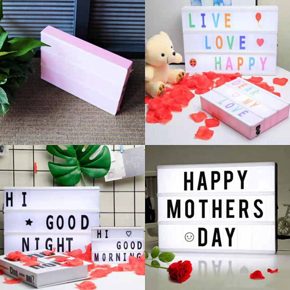 Lampu Cinema Light Box A5 Dekorasi Huruf/Lampu Hias Message DIY Kotak Sinema Kamar Cafe Led Lightbox Led Box Alphabet Light Message Box DIY Light Box Huruf Sinematik LED Message Board