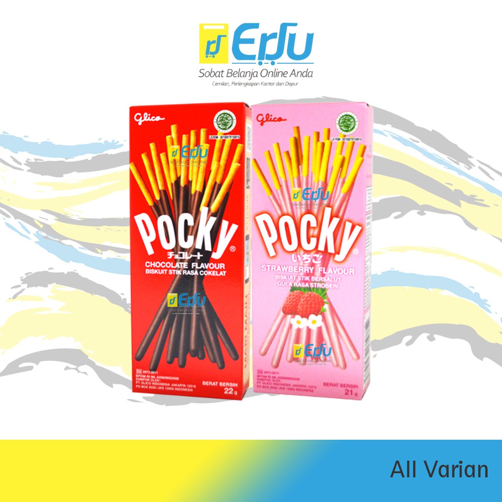 

VARIAN Glico Pocky Kue Biskuit Stick Rasa Coklat Strawberry Kemasan Box Mini Halal MUI