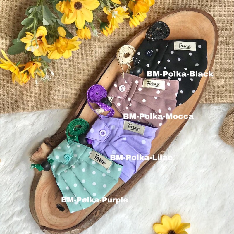 MASKER 2in1 POLKADOT - MASKER HIJAB STOPPER - BUTTON MASK - MASKER KANCING BY FARAZ