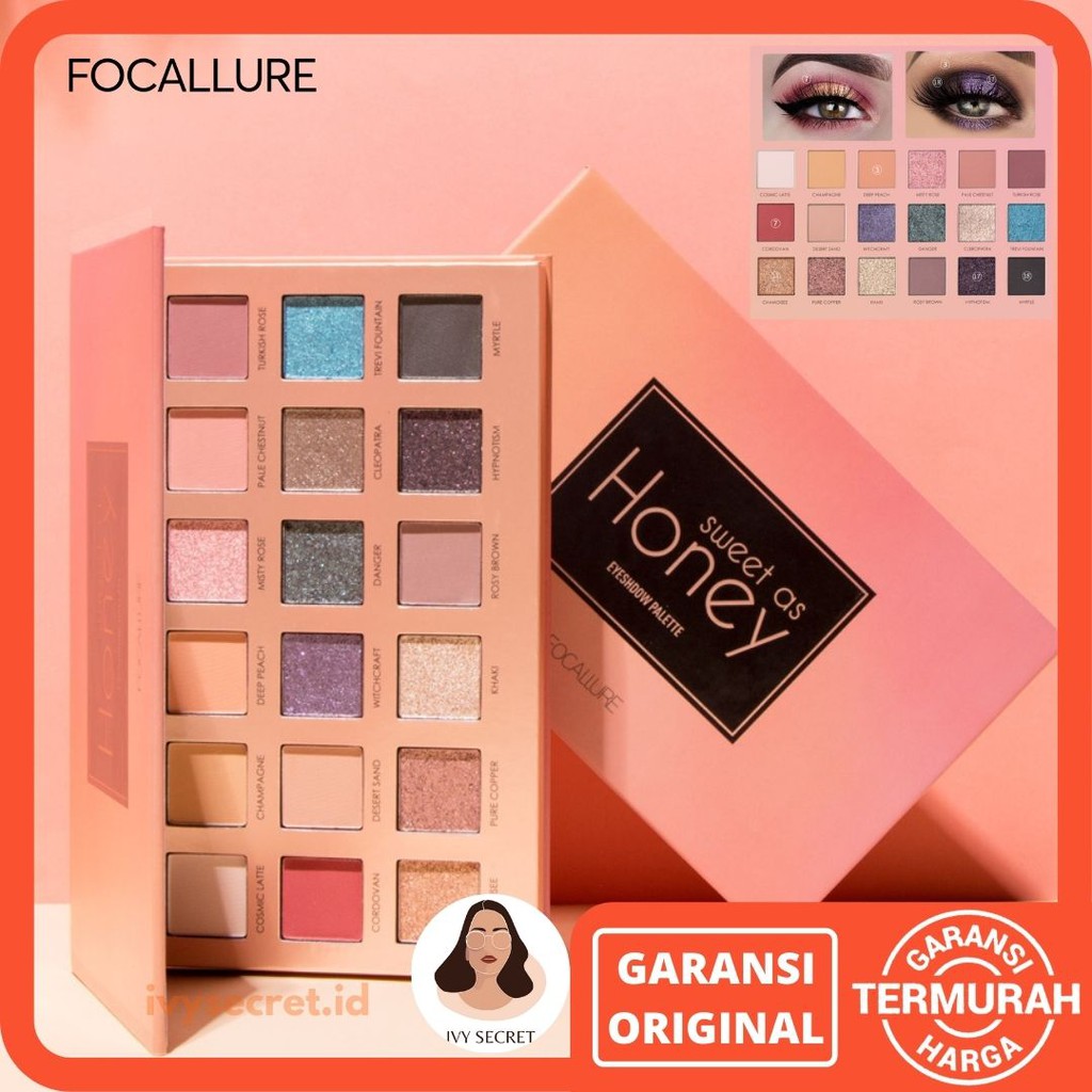 Focallure Eyeshadow Sweet As Honey 18 Color Eye Shadow Palette Matte Shimmer Focallure Eyeshadow Focallur