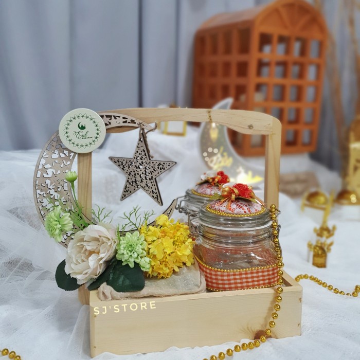 

Aksesoris hiasan lebaran tempat kue toples cantik bunga hampers
