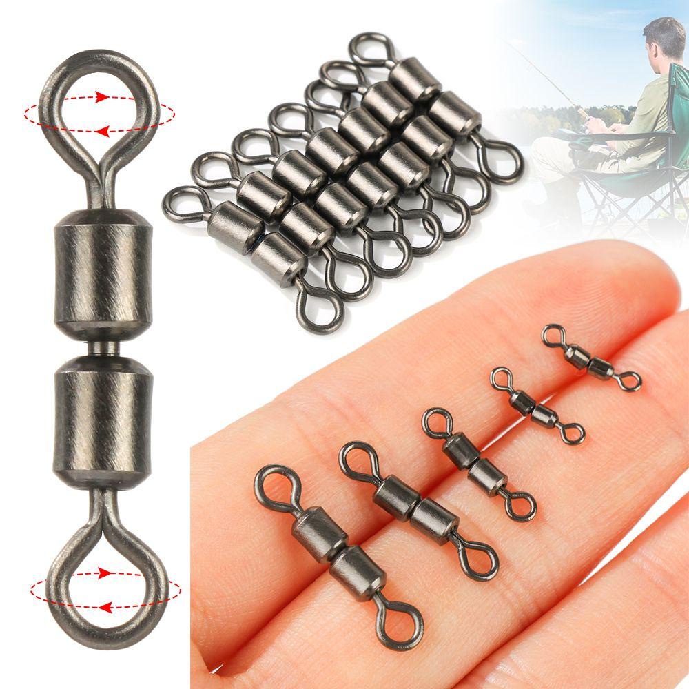 Chookyy 20Pcs Konektor Putar Pancing Kualitas Tinggi Cincin Padat Stainless Steel Double Rolling