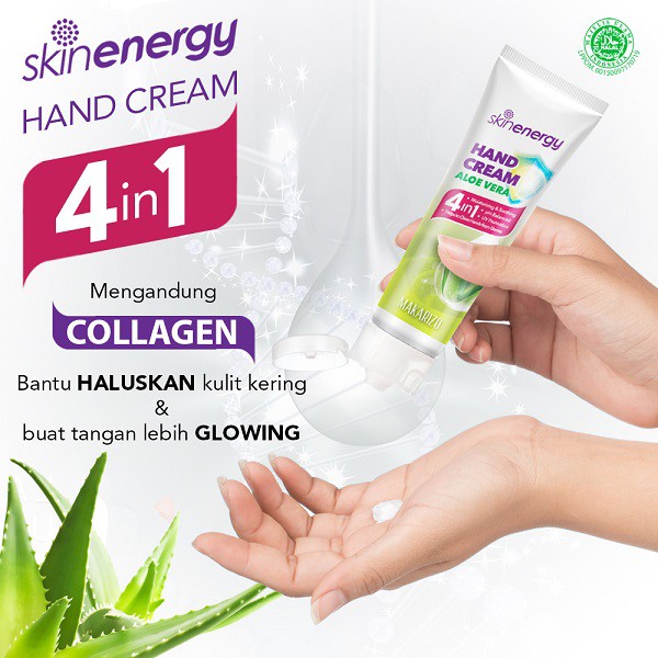Makarizo Skin Energy Hand Cream dengan Collagen & Aloe Vera (50 mL) / Krim Tangan / Hand Lotion