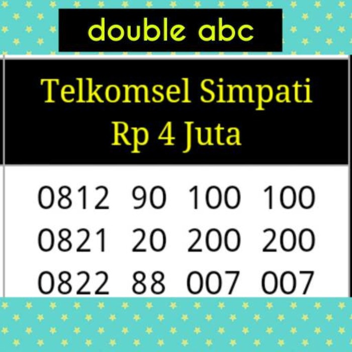 Nomor Cantik/simPATI Telkomsel/7(90 100 100/20 200 200/88 007 007)