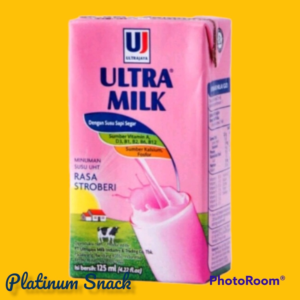 Ultra MIlk 125ml 1 Dus (40 pcs) | Susu UHT Rasa Cokelat | Strawberry | Full Cream