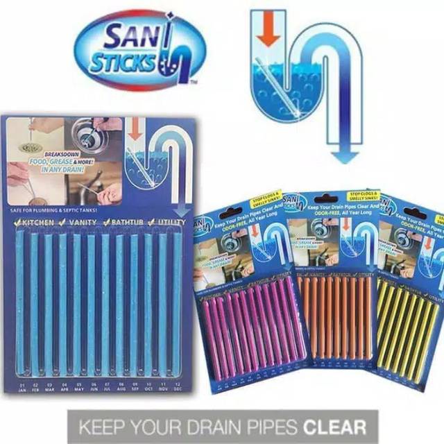 JOS835 (1pack) Sani Stick Pembersih Saluran Air Pipa Pembuangan