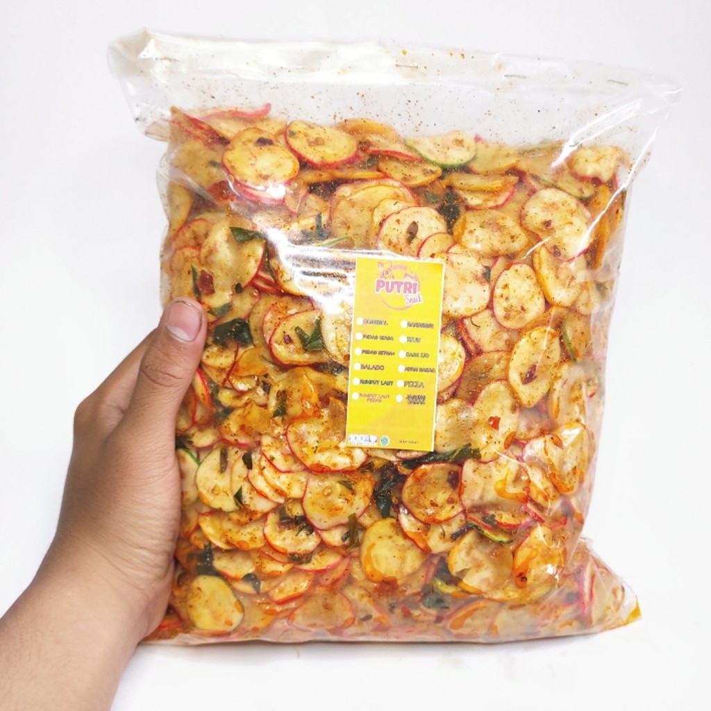 Kerupuk Seblak Bawang 1kg+ Extra Daun Jeruk