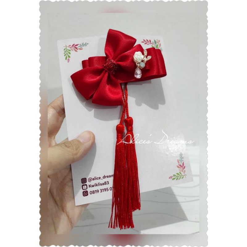 

JEPIT PITA IMLEK CNY MERAH TASSEL HAIRCLIP / HEADBAND