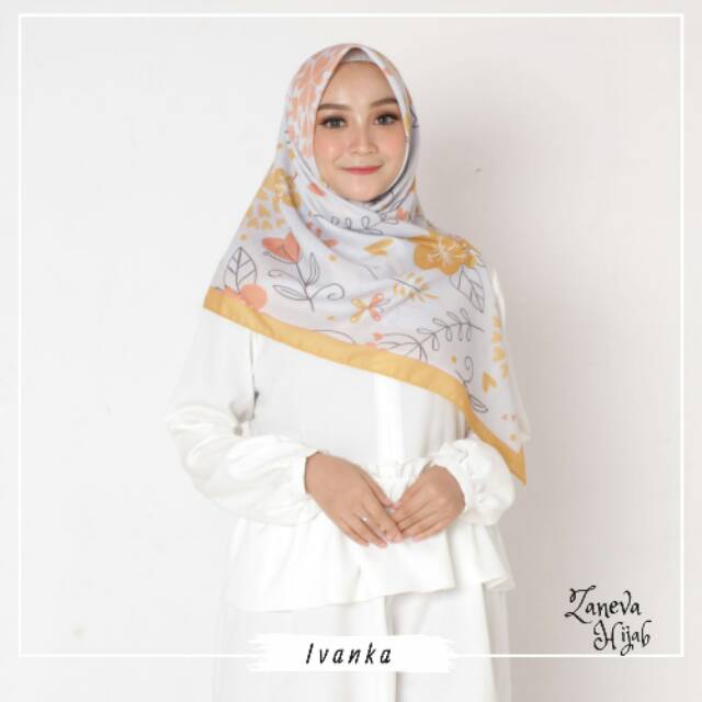 Hijab Voal Printing / Hijab Segiempat Murah / Hijab Motif Ivanka By Zaneva