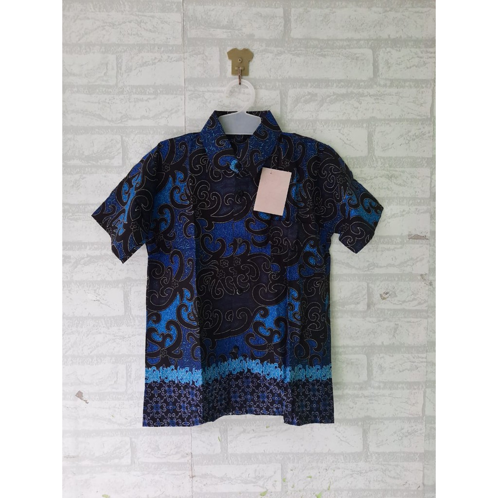 Dress anak dan Hem batik anak biru