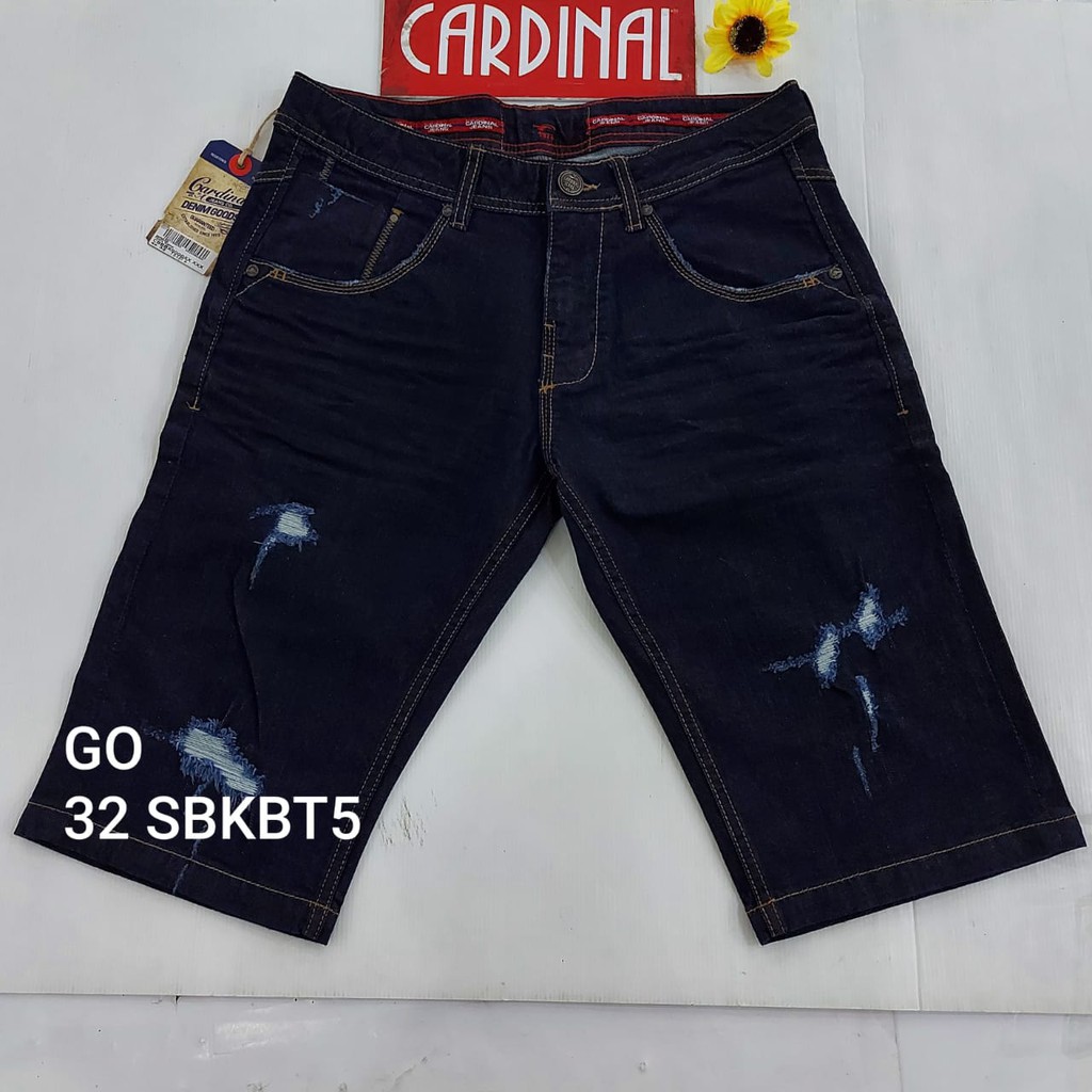 gos 32-S CARDINAL JEANS Celana Pria Celana Pendek Bermuda Casual Sobek Reguler Fit Slimfit Skinny