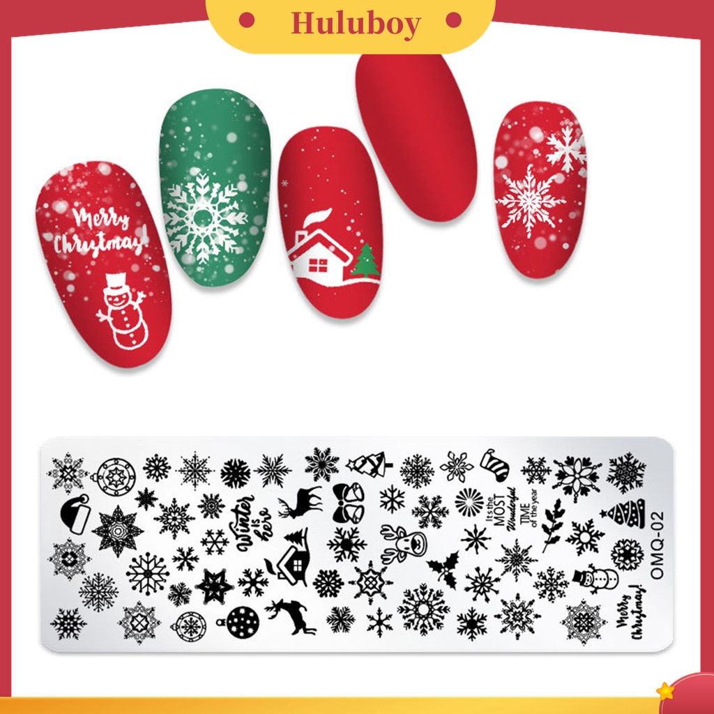 Huluboy Huluboy♡ Alat Stamping Plate Desain Snowflake Natal Bahan Stainless Steel Untuk Nail Art Manicure Wanita