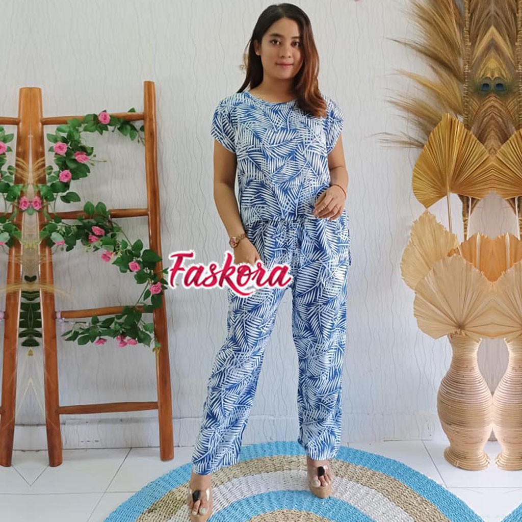 One Set Pajamas Rayon Jumbo XXL Kelapa / Setelan Piyama Wanita Kekinian / Pajamas Set Lengan Pendek