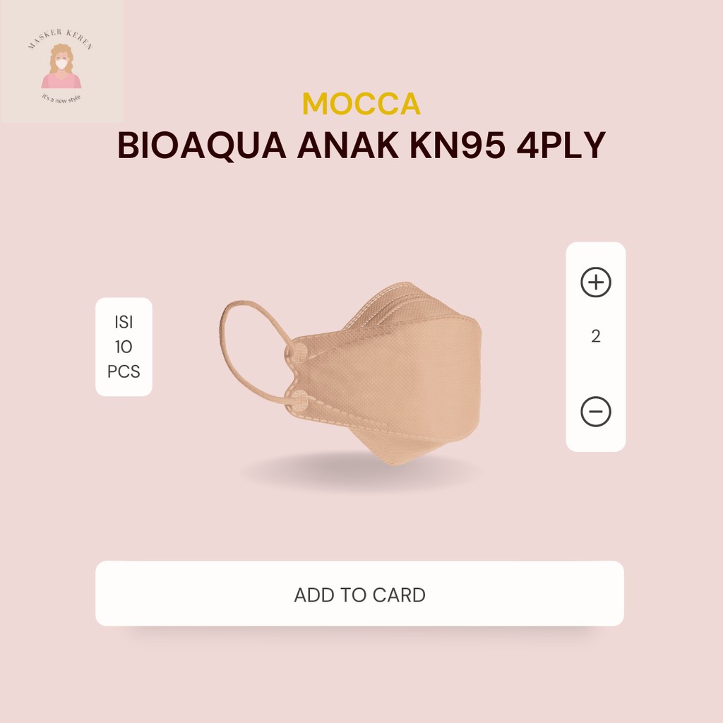 MASKER KN95 ANAK EARLOOP BIOAQUA MOCCA Disposable Mask MURAH