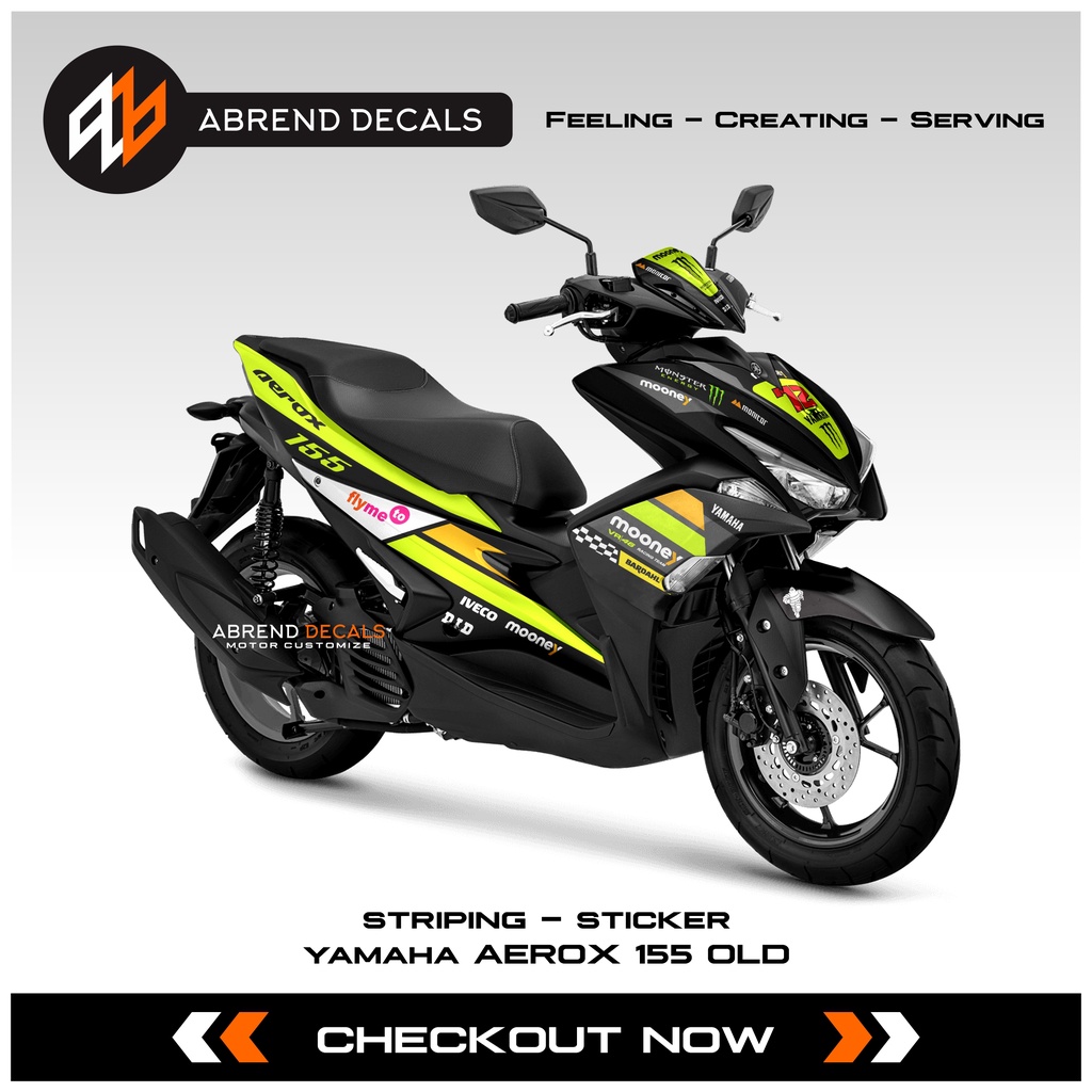 Decal Striping Aerox 155 Old Livery Mooney VR 46 Racing / Stiker Motor Yamaha Aerox Lama / Stock Dec