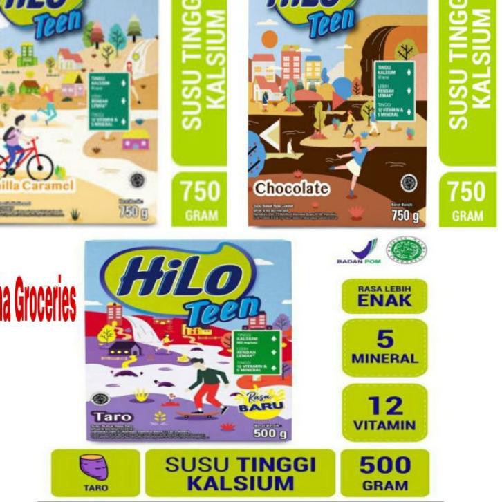 

PROMO HARI INI Hilo Teen Vanilla caramel & Chocolate / coklat 750gr Taro 500gr