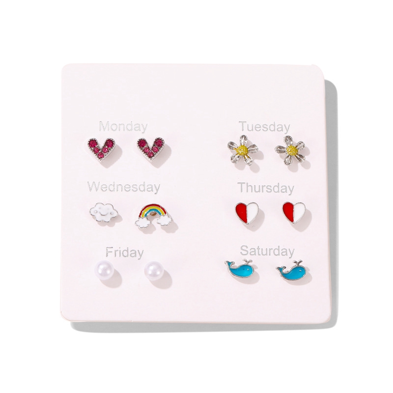 6 Pcs/Anting-Anting Set Korea Fashion Anting-Anting Ins Sederhana