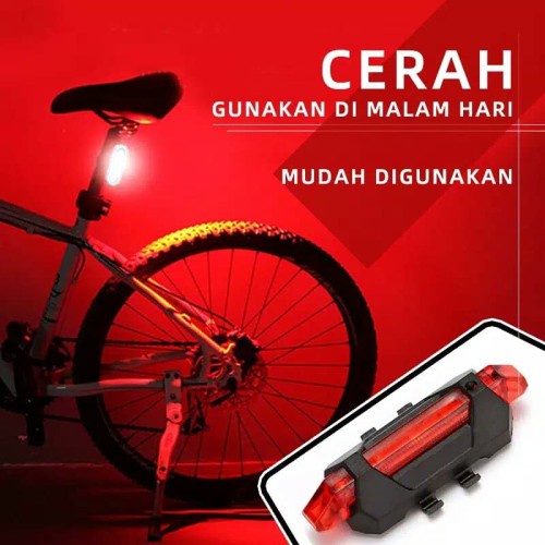 PROMO!! Lampu Belakang Sepede LED / USB Charge  / Anti Air / Aksesories Sepeda