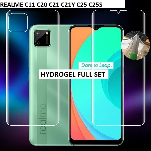 REALME C25 C25S C21Y C21 C20 C11 2021 ANTI GORES HYDROGEL FULL SET CLEAR DEPAN BELAKANG ANTI GORES FRONT AND BACK PELINDUNG LAYAR PELINDUNG BELAKANG ANTI JAMUR LENTUR GEL BUKAN KACA C21 Y