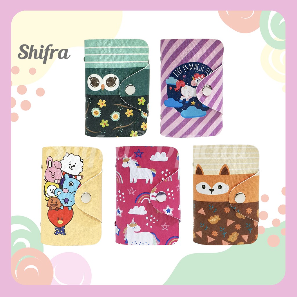 Shifra Card Holder Mika 20 Lembar untuk 40 Slot Kartu Dompet Kartu Wanita Motif Unik