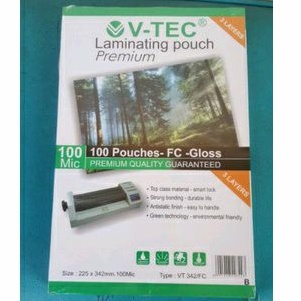 

Plastik Laminasi Vtec Laminating Panas F4 V-TEC Laminating Pouch Premium Glossy Folio VT342/FC