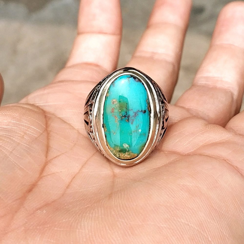 CINCIN BATU AKIK NATURAL PIRUS ASLI PERSIA MOTIF BAGUS BODYGLASS COLLECTOR ITEM