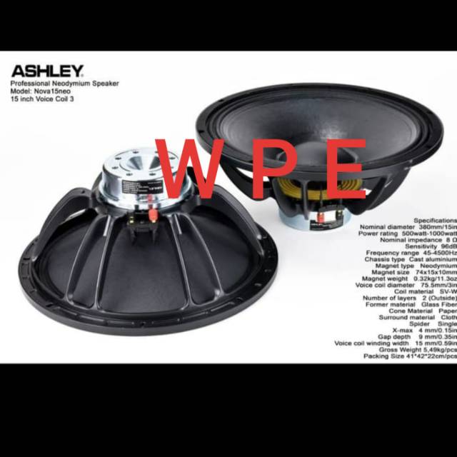 KOMPONEN SPEAKER ASHLEY NOVA 15NEO/NOVA15 NEO 15 INCH ORIGINAL