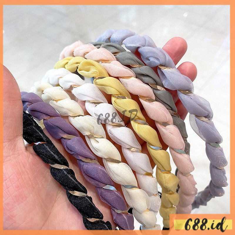 [688.id] Bando Wanita Korea Kerut Lilit Emas Model Spiral Tali Kepangan Bandana Scrunchie untuk Anak dan Dewasa BDO 12
