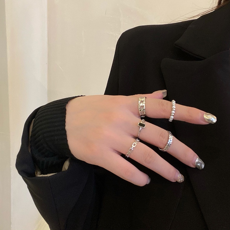 Korean Style 5Pcs/Set  Fashion Women Irregular Geometry Ring