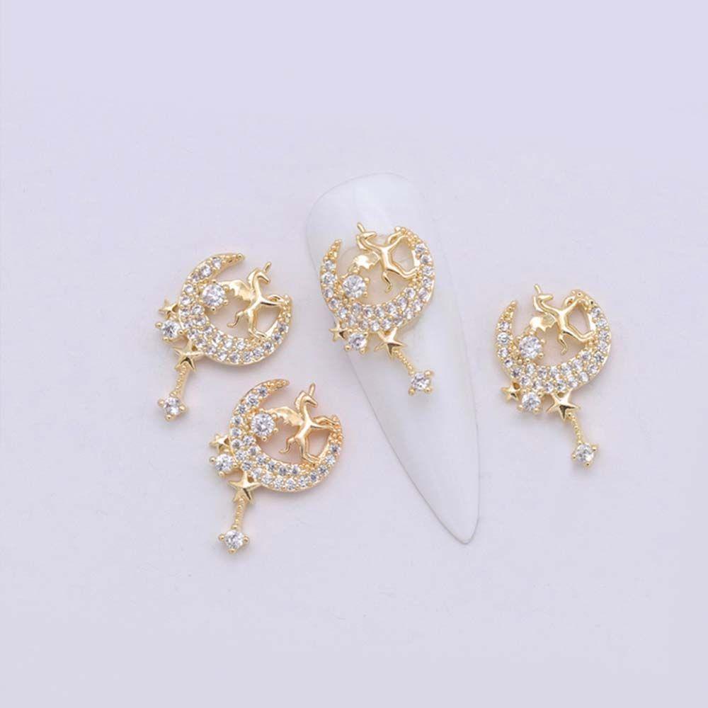 AUGUSTINA Augustina Perhiasan Kuku Kristal Mewah DIY Manicure Charm Nail Art Ornamen Zirkon Nail Art Dekorasi