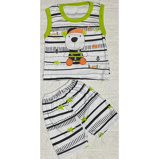 baju bayi murah lucu motif tedy bear summer KUTUNG setelan 3-18bulan (BISA REQ WARNA)