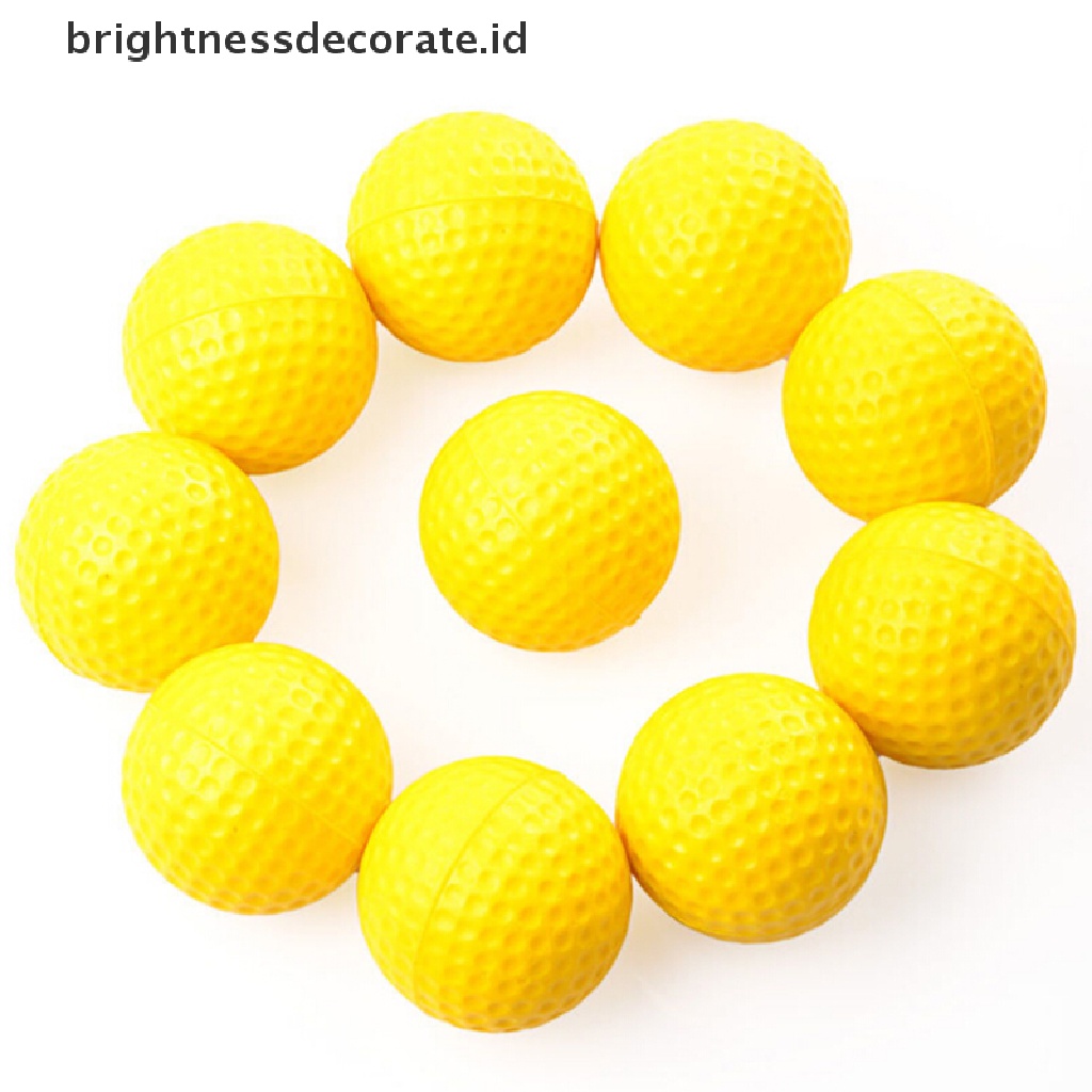 10pcs Bola Golf Bahan Plastik Pp Elastis Warna Kuning Untuk Latihan