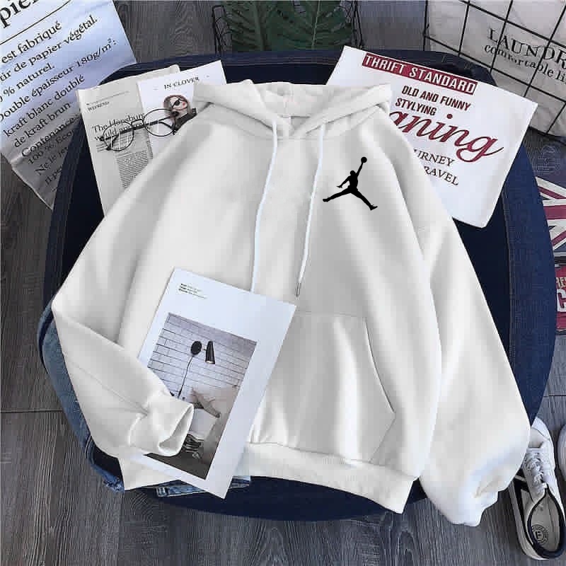 Hoodie Jordan Pria Wanita Basic Bahan Fleece ori Tidak nerwang Gramasi 240