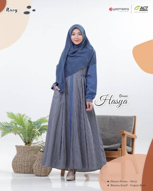 HASYA DRESS NAVY &amp; RED  || YASSMEERA