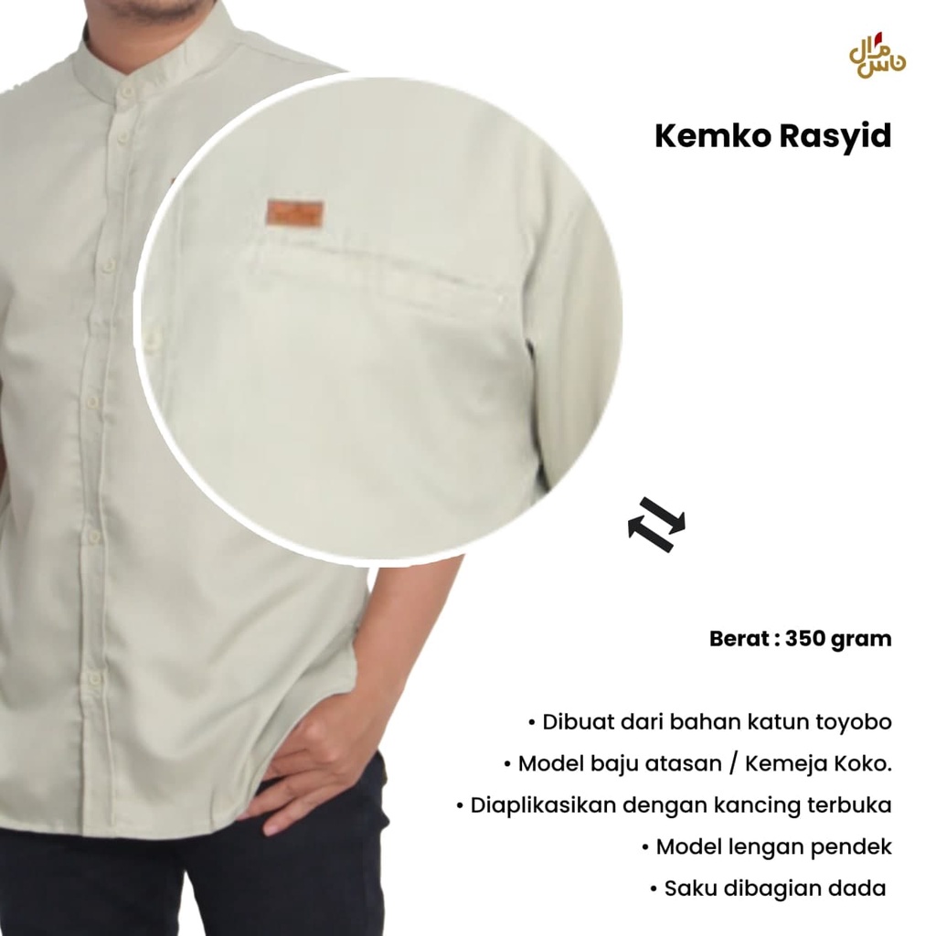 Baju Koko Kurta Polos Pria Model Rasyid Tersedia Warna Hitam/Putih/Biru Langit/Hijau Muda/Krem Bahan Katun Toyobo