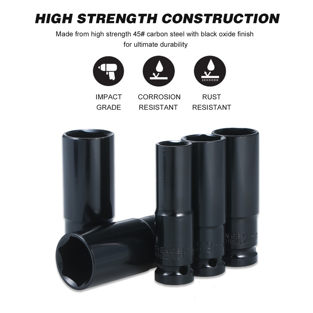 【10 pcs】Socket Panjang Impact/Extention Impact Socket Set/Alat Extension Socket Set